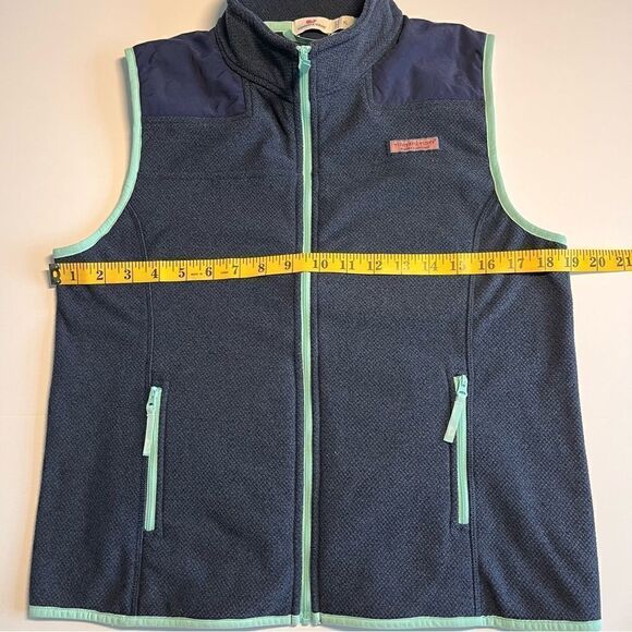 Vineyard Vines Navy Fleece with Teal Trim Vest, Size XL Girls - Picture 5 of 9